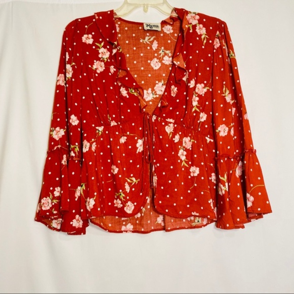 Show Me Your MuMu Hayley Tie-Front Blouse XS - Picture 5 of 11